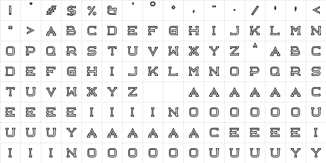 Libercity Outline Regular  glyph index