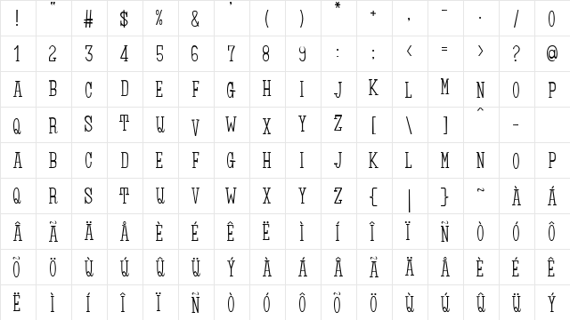 Mr. Mustage Regular  glyph index
