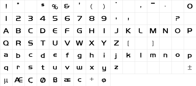 Koshgarian Bold  glyph index