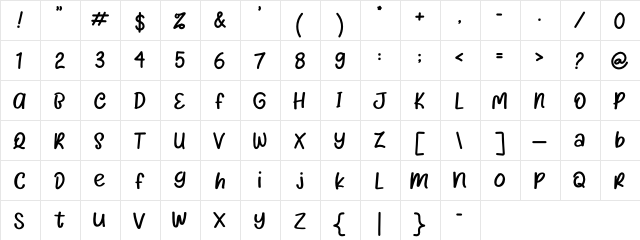Yello Lemon Regular  glyph index