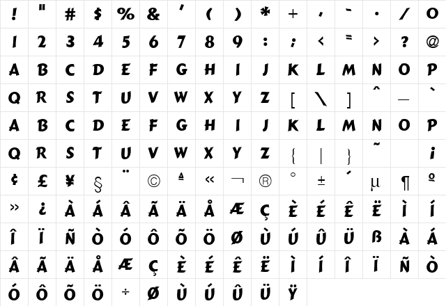 CactusDB Normal  glyph index