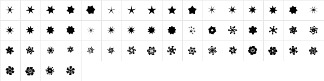 Stars no Stripes Regular  glyph index