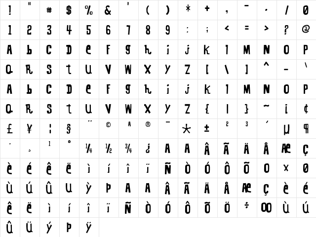 KennelDistrict Regular  glyph index