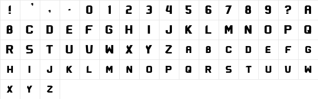 Flatwheat Regular  glyph index