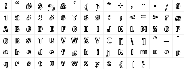 CW Roundwrite Normal Normal  glyph index