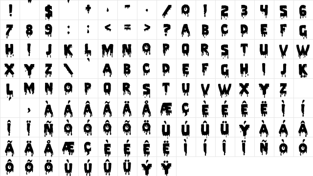 Pieces NFI Regular  glyph index