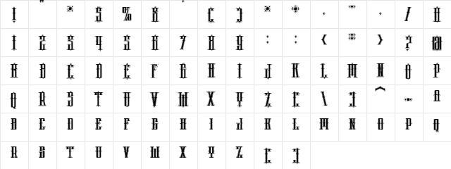phoenix regular Regular  glyph index
