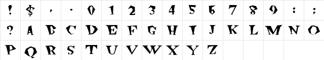 Freakout Plain  glyph index