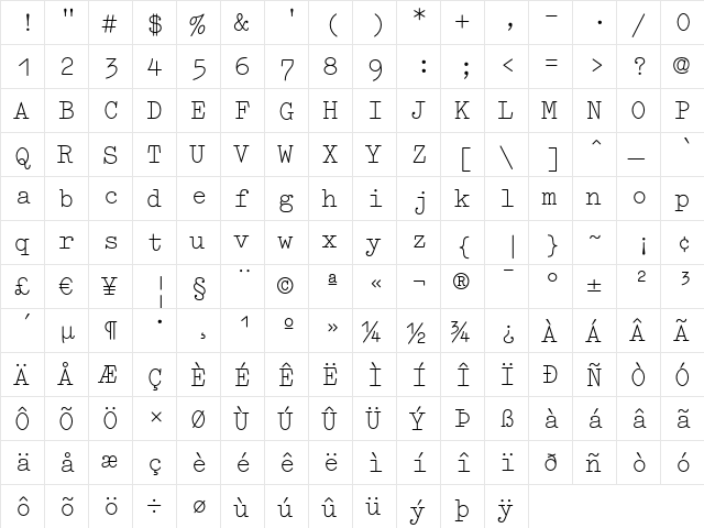 Elementa Regular  glyph index