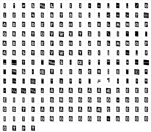 a_LuggerCmDn Regular  glyph index