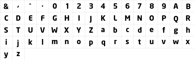 NeoSans Bold  glyph index