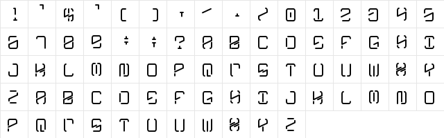 KyberCrystalDisplay Alphabet  glyph index