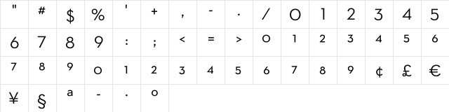 Neutra Text Frac Regular  glyph index