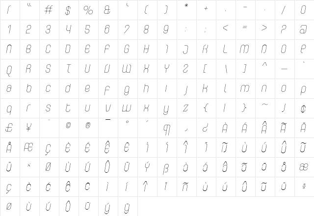 Curvature Regular  glyph index