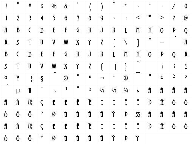 URWGalileiAntD Regular  glyph index