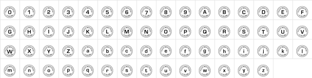 101! Fonted in the USA Regular  glyph index