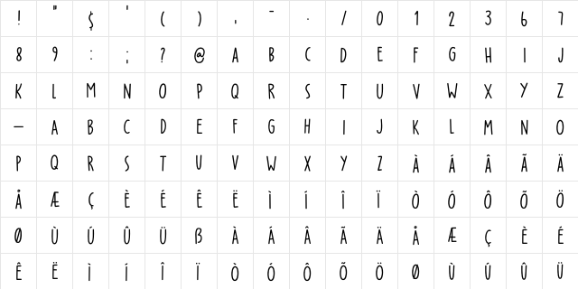 Party Pocket DEMO Regular  glyph index