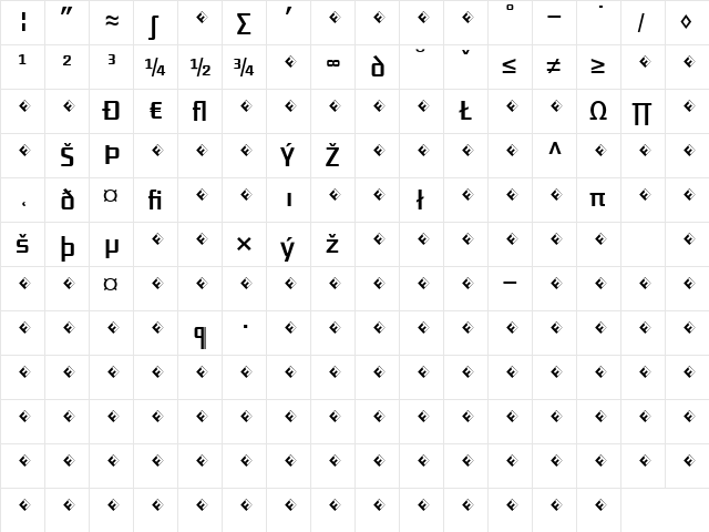 District-RegularExpert Regular  glyph index
