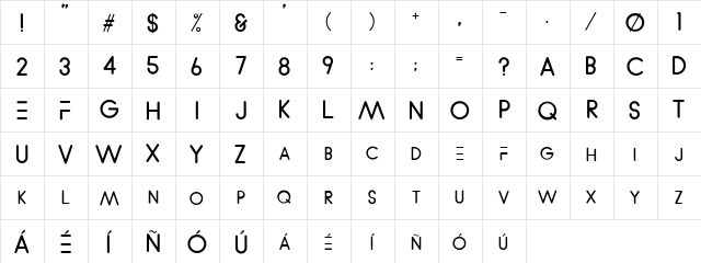 WVelez Logofont Regular  glyph index