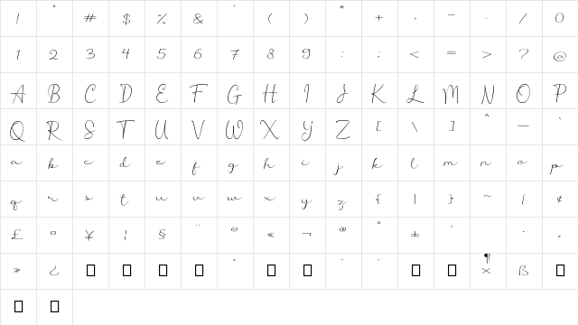 Aprilliant Reguler  glyph index