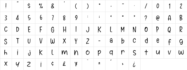 Marie Clara Regular  glyph index