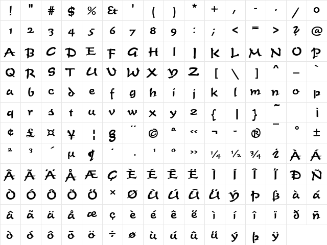 Time Becker Med Regular  glyph index