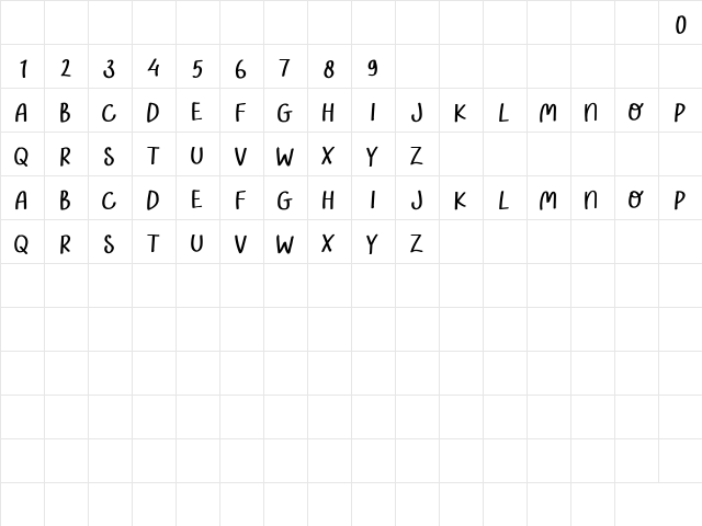 Elsie Kinsley Regular Regular  glyph index