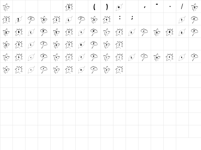 ochiba Font Regular  glyph index