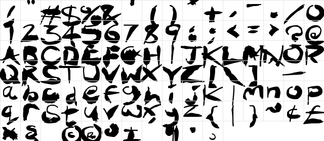 Crazy Ink Splats Regular  glyph index