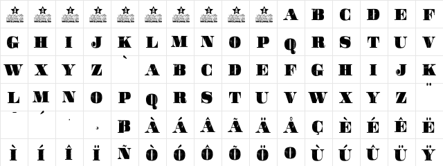 Movie Poster Personal Use Regular  glyph index