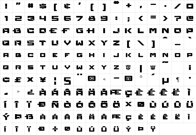 Reconstruct Regular  glyph index