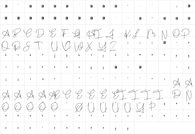 Handitype Regular  glyph index