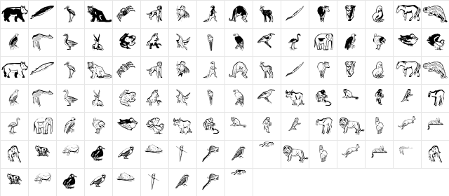 Zoobats Regular  glyph index
