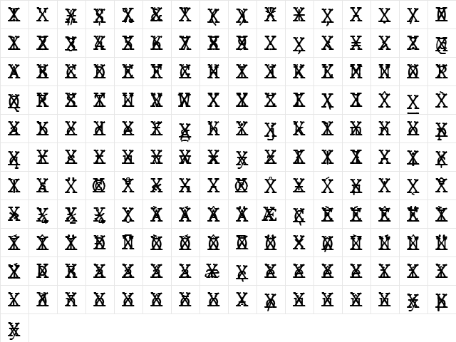 JMH Typewriter mono Cross Regular  glyph index