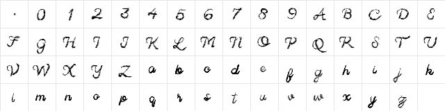 Sinister Brush Font Regular  glyph index