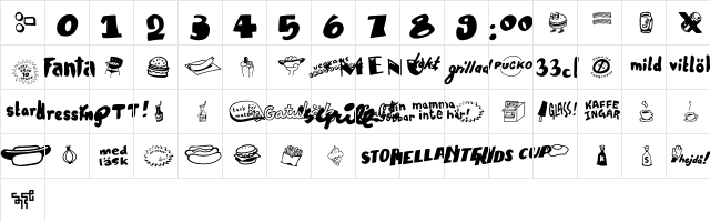 Grill Sans Regular  glyph index