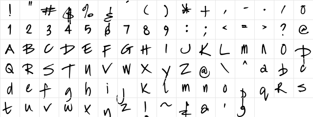 FG Nadja Regular  glyph index