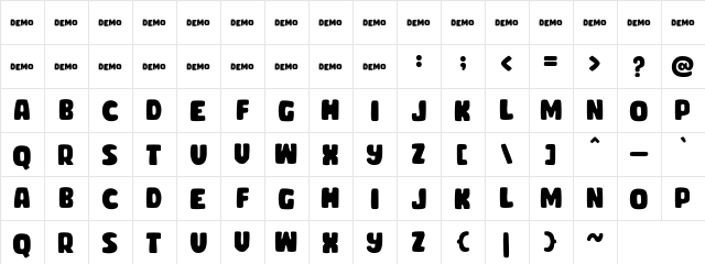 CHIBOLD demo Regular  glyph index