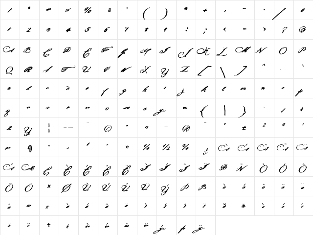 Article10 Bold  glyph index