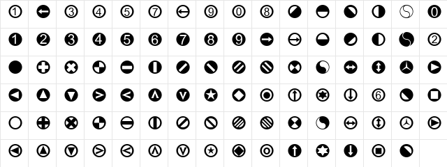 LTTapestry Circle Medium  glyph index