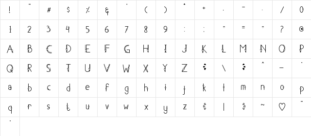 Adzkia Regular  glyph index