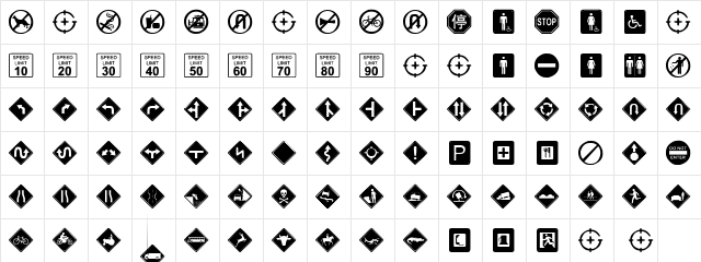 GG SignDings Regular  glyph index