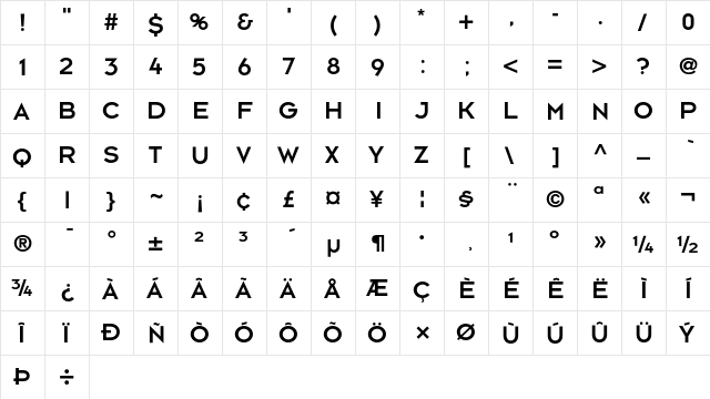 Bonn BookCaps  glyph index