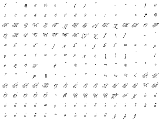 Great Circus Clean Regular  glyph index