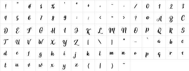 Bulgaria DEMO Regular  glyph index