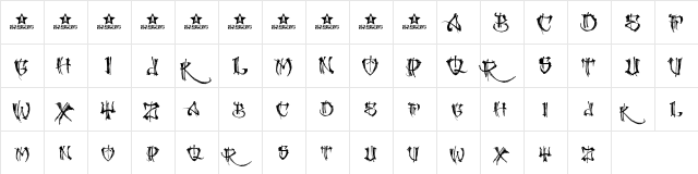 GANGLAND Copyright (c) 2009 by Billy Argel. All rights reserved. Regular  glyph index