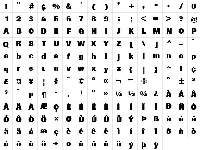 BertholdImago-ExtraBold Extra Bold  glyph index