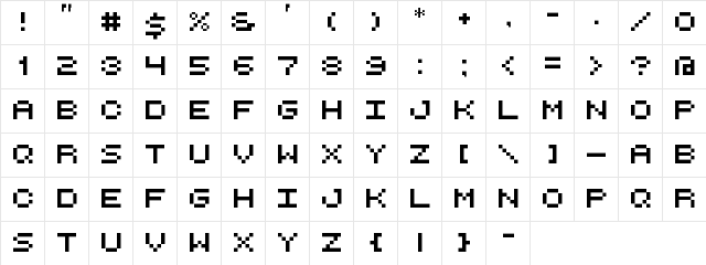 Retro Computer Regular  glyph index