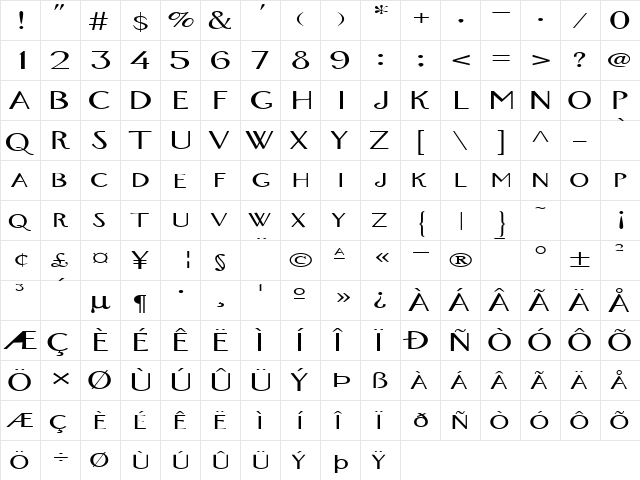 FZ BASIC 26 EX Normal  glyph index
