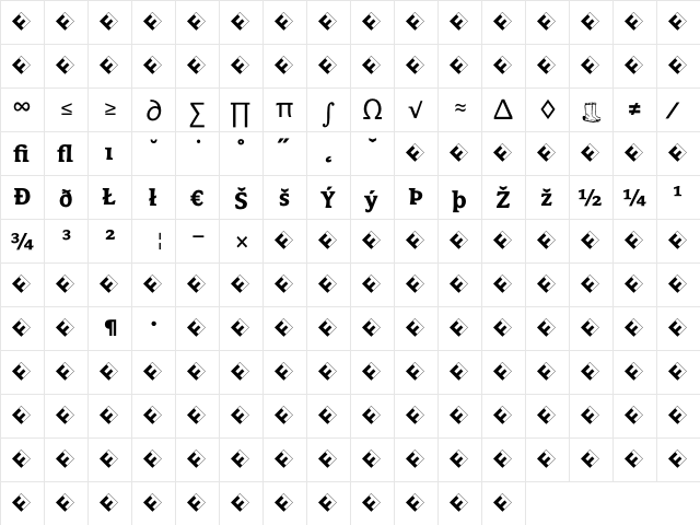 Avance Bold Exp  glyph index